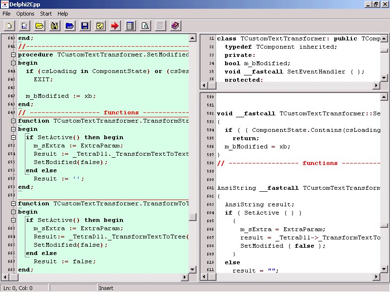 Screenshot vom Programm: Delphi2Cpp