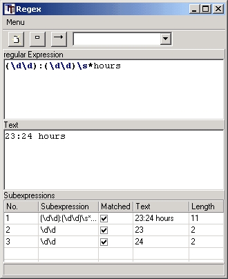 Dialog to test regular expressions